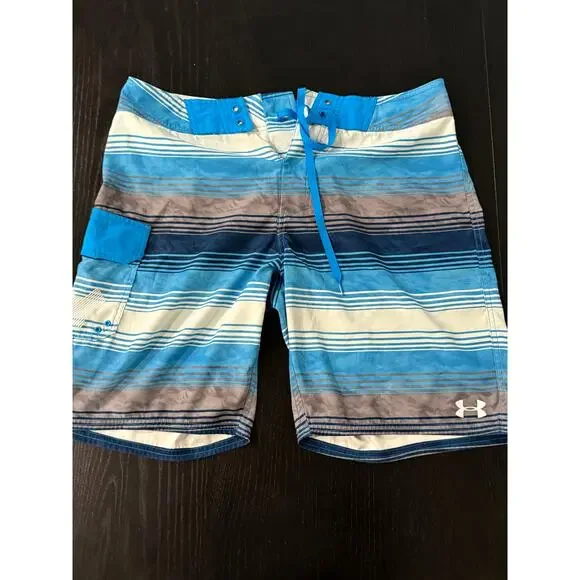 Under Armour Heat Gear Blue Loose Swimming Shorts size 36 - Picture 1 of 4